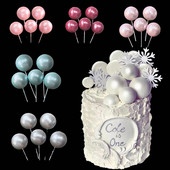 20 buc Tort Topper Glossy Ball Decoratiuni aniversare copii colorat DIY Cupcake Drapel Nunta Craciun Ball Decorat Baby Shower