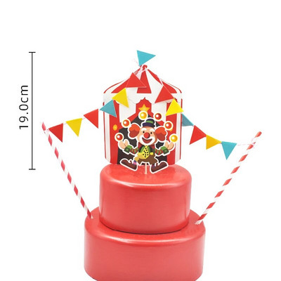 Kūdikių vaikų gimtadienio torto viršaus kostiumas Cirkas Klounas Dramblių Vakarėlis Desertinė kortelė Lėlės Tortų dekoravimo metinės