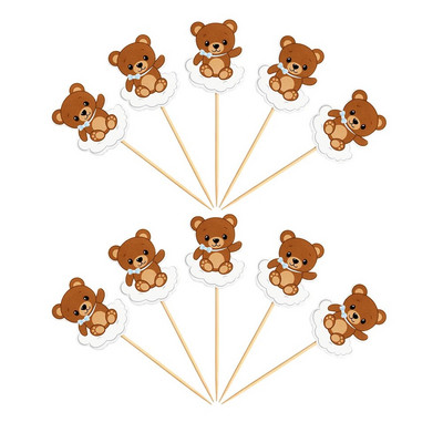 10/20 DB medve papír tortafeltét karton mackófedő gyerekeknek medve témájú boldog születésnapi parti dekoráció barkácsolás tortakellékek