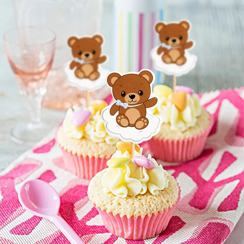 10/20 DB medve papír tortafeltét karton mackófedő gyerekeknek medve témájú boldog születésnapi parti dekoráció barkácsolás tortakellékek