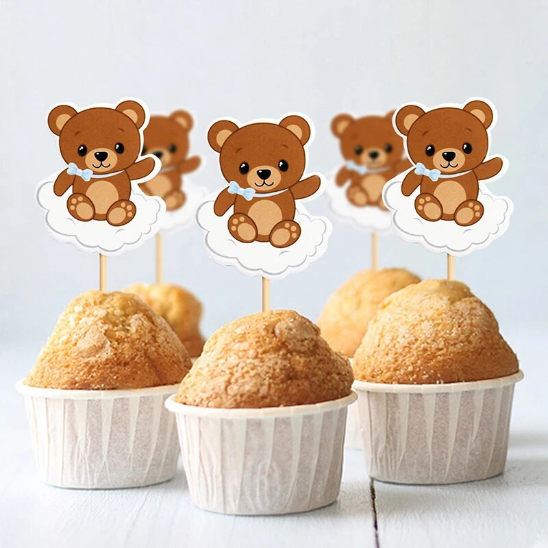 10/20 DB medve papír tortafeltét karton mackófedő gyerekeknek medve témájú boldog születésnapi parti dekoráció barkácsolás tortakellékek