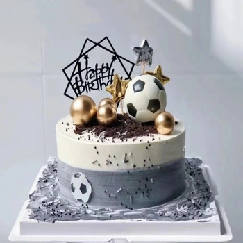 Aomily 6 см играчка Хранителен силикон Баскетбол Футбол Топпер за торта Декорация на торта за рожден ден за Декорация на партита за деца