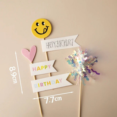3db/szett Smile EVA Születésnapi torta Babazuhany Esküvői Party Cupcake Topper gyerekeknek Fiú szülinapi torta dekorációs ajándékok