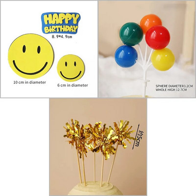 3db/szett Smile EVA Születésnapi torta Babazuhany Esküvői Party Cupcake Topper gyerekeknek Fiú szülinapi torta dekorációs ajándékok