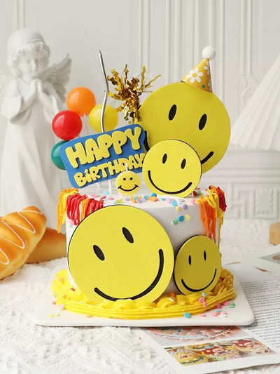 3 kom/set Smile EVA Birthday Cake Baby Shower Wedding Party Cupcake Topper za djecu Dječaci Birthday Party Decor Torta Pokloni