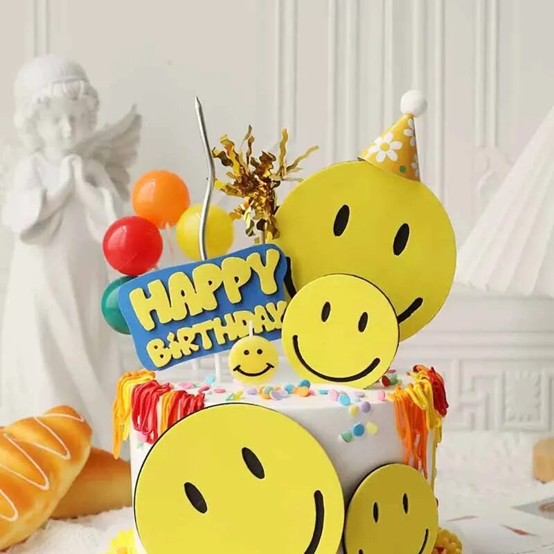 3db/szett Smile EVA Születésnapi torta Babazuhany Esküvői Party Cupcake Topper gyerekeknek Fiú szülinapi torta dekorációs ajándékok