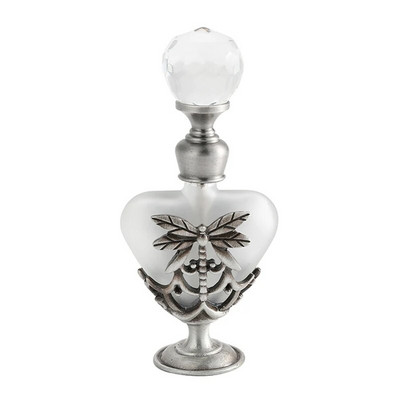 Decor Sticla din sticlă mată de epocă Metal Dragonfly în formă de inimă Recipient de parfum gol de 5 ml Capac de cristal cu ornament pentru cutie cadou