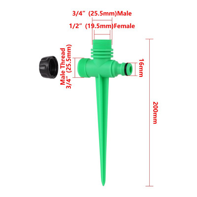 Dupla kimenetű, ütős billenő locsoló fúvóka 360 fokos forgósugaras mezőgazdasági kerti öntözőszórók 1/2"-os apa menet