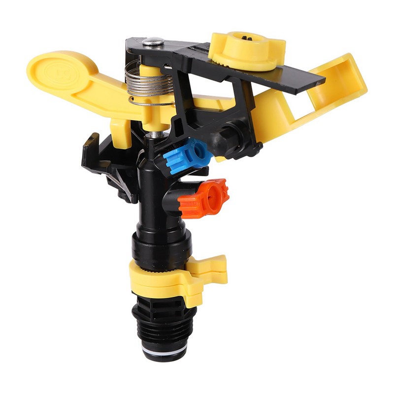 Dupla kimenetű, ütős billenő locsoló fúvóka 360 fokos forgósugaras mezőgazdasági kerti öntözőszórók 1/2"-os apa menet