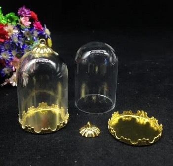 3 бр. 38*25 mm прозрачни буркани с форма на камбана, стъклен глобус, комплект капачки за тава за цветя, стъклен флакон, висулка, ръчно изработена празна кристална ваза