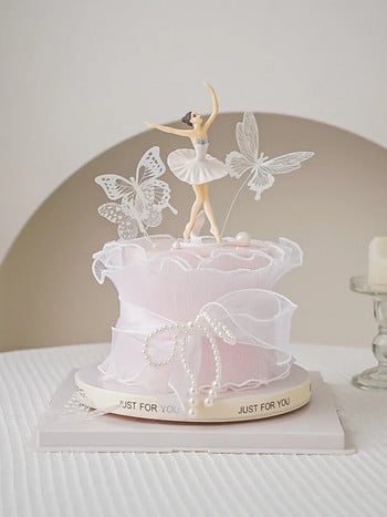 Ballerina Girls Cake Toppers Dancing Ballerina Girl Фигурки Честит рожден ден Балетни момичета Консумативи за декорация на торта