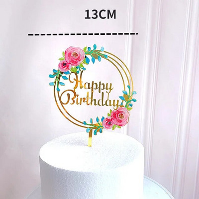 2023 Flower Plant Happy Birthday Cake Pealkiri, Kuldne 3D Akrüülist Lastepeo Magustoidu Koogipealne Baby Shower Tordikingituseks