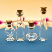 1/2X miniveinipudel klaasist soovipudelid armsad korgist pudelid väikesed pudelid kingituseks pisikesed purgid viaalid nukumaja mänguasjadekoratsioon