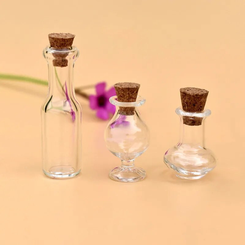 1/2X miniveinipudel klaasist soovipudelid armsad korgist pudelid väikesed pudelid kingituseks pisikesed purgid viaalid nukumaja mänguasjadekoratsioon