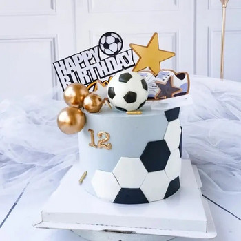 Футбол Баскетбол Торта за торта Момче Честит рожден ден Торта за торта Babys Shower Birthday Party Decor Boy Sports Theme Party Supply