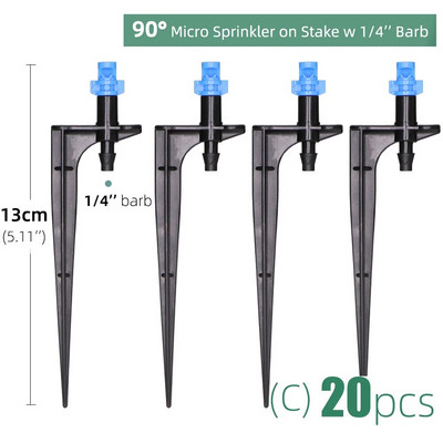 MUCIAKIE 20 buc. Duze de aburire 90/180/360 de grade pe țăruș de 10,7 cm 1/4 inchi Sprinklere de irigare pentru grădină pentru agricultură