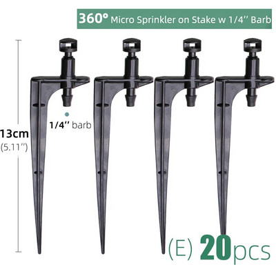 MUCIAKIE 20 buc. Duze de aburire 90/180/360 de grade pe țăruș de 10,7 cm 1/4 inchi Sprinklere de irigare pentru grădină pentru agricultură