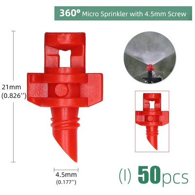 MUCIAKIE 20 buc. Duze de aburire 90/180/360 de grade pe țăruș de 10,7 cm 1/4 inchi Sprinklere de irigare pentru grădină pentru agricultură