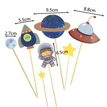 7/9PCS Cupcake Toppers Outer Space Astronaut Solar System Insert Σπιτικό Planet Birthday Cupcake Διακοσμήσεις για παιδιά