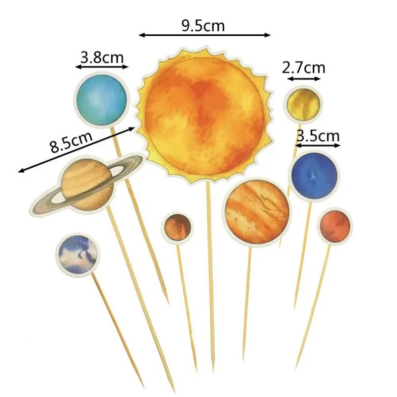 7/9 tk Tassikoogitopsid Kosmose Astronaut Päikesesüsteemi Torditükk Omatehtud Planeedi Sünnipäevakukkude kaunistused lastele