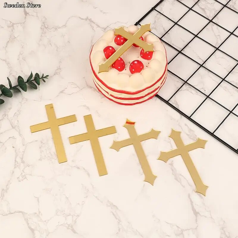 5 db 5 stílusú akril kereszt arany topper elsőáldozás minimalista tortabetét születésnapi buli tortadíszítési kellékeihez