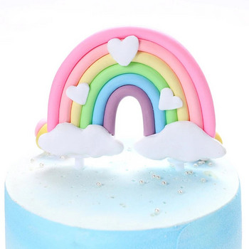 Smiley Cloud Rainbow Cake Topper Decor Birthday Cake Baby Shower Girl Christening Happy Birthday Party Cake Topper Wedding Cake