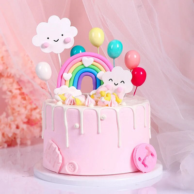 Smiley Cloud Rainbow Topper Topper Decor Birthday Torta Baby Shower Girl Krstenje Happy Birthday Party Cake Topper Wedding Cake