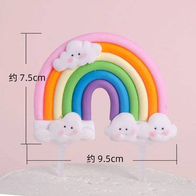 Smiley Cloud Rainbow Cake Topper Decor Sünnipäevatort Baby Shower Tüdruk Ristib Palju õnne sünnipäevaks koogipea pulmatort