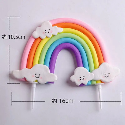 Smiley Cloud Rainbow Cake Topper Decor Sünnipäevatort Baby Shower Tüdruk Ristib Palju õnne sünnipäevaks koogipea pulmatort