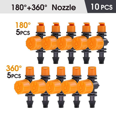 10 tk 180° 360° reguleeritav kastmisvihmut mikrotilguti niisutussüsteemi otsik 1/4`` Aia terrass kasvuhoone pihusti 0-80 l/h