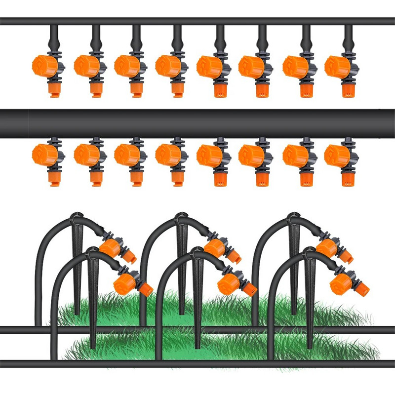 10 tk 180° 360° reguleeritav kastmisvihmut mikrotilguti niisutussüsteemi otsik 1/4`` Aia terrass kasvuhoone pihusti 0-80 l/h