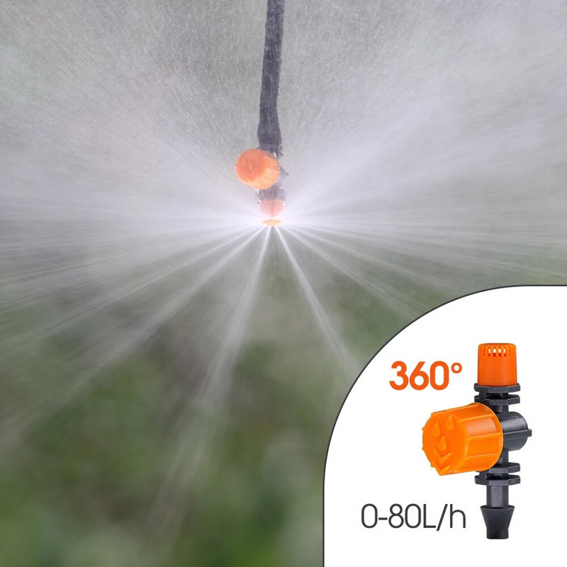 10 tk 180° 360° reguleeritav kastmisvihmut mikrotilguti niisutussüsteemi otsik 1/4`` Aia terrass kasvuhoone pihusti 0-80 l/h