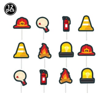 Fireman Cake Topper Cupcake Toppers Fire Hydrant Truck Fireighter Helmet Θέμα για Παιδιά Αγόρι Κορίτσι Χρόνια Πολλά Διακόσμηση τούρτας