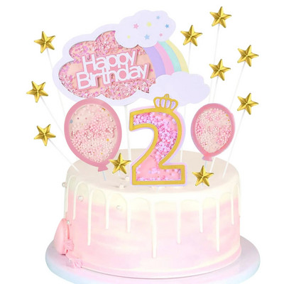 Ozdoba na tortu k druhým narodeninám, zlatá, pre druhé narodeniny, dekoračné potreby na ozdôbku na tortu Smash, dekorácia na tortu k dvojročným narodeninám.