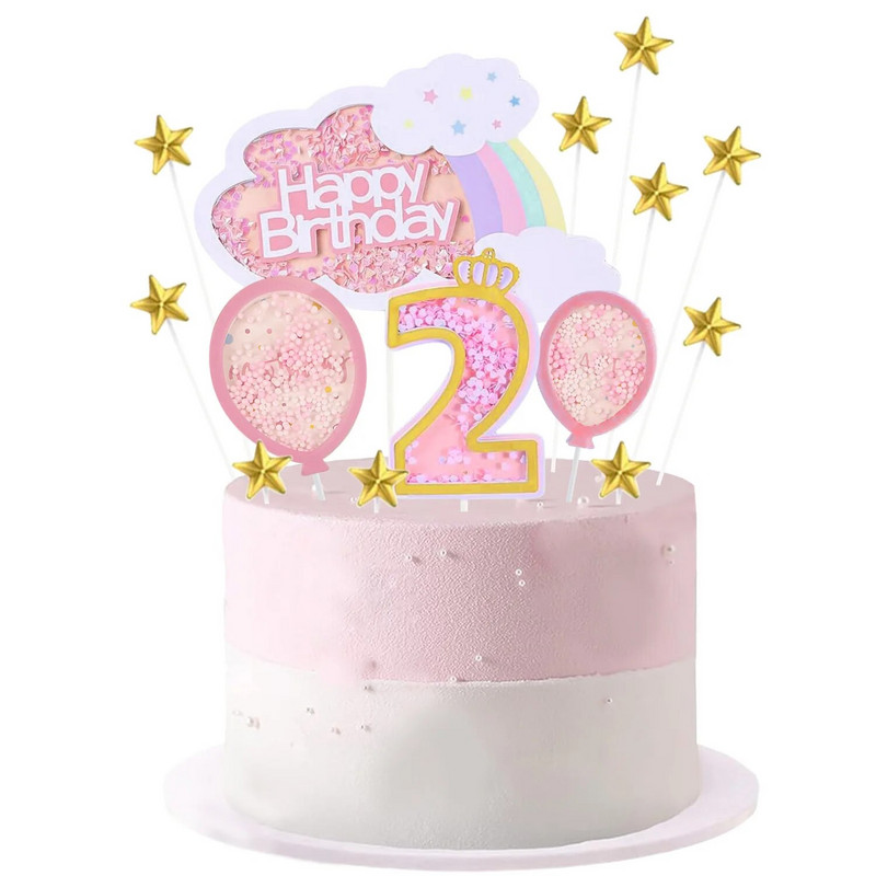 Ozdoba na tortu k druhým narodeninám, zlatá, pre druhé narodeniny, dekoračné potreby na ozdôbku na tortu Smash, dekorácia na tortu k dvojročným narodeninám.