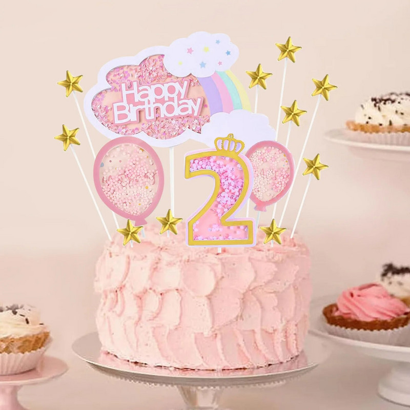 Ozdoba na tortu k druhým narodeninám, zlatá, pre druhé narodeniny, dekoračné potreby na ozdôbku na tortu Smash, dekorácia na tortu k dvojročným narodeninám.