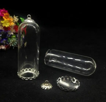 3 бр. 50*18 mm камбанка във формата на тръба във формата на стъклен глобус, сребърна/бронзова основна капачка, комплект стъклена бутилка, огърлица, висулка, направи си сам, стъклени флакони