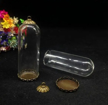 3 бр. 50*18 mm камбанка във формата на тръба във формата на стъклен глобус, сребърна/бронзова основна капачка, комплект стъклена бутилка, огърлица, висулка, направи си сам, стъклени флакони