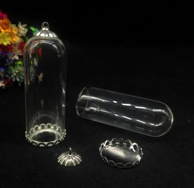 3 tk 50 * 18 mm kellapurgi torukujuline klaasgloobus hõbeda/pronksiga kaetud aluskorgi komplekt klaaspudeli kaelakee isetehtud ripats isetehtud klaasviaalid