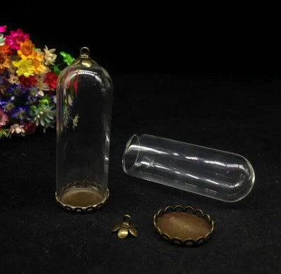 3 tk 50 * 18 mm kellapurgi torukujuline klaasgloobus hõbeda/pronksiga kaetud aluskorgi komplekt klaaspudeli kaelakee isetehtud ripats isetehtud klaasviaalid
