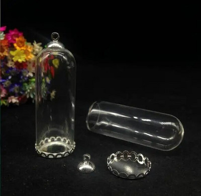 3 tk 50 * 18 mm kellapurgi torukujuline klaasgloobus hõbeda/pronksiga kaetud aluskorgi komplekt klaaspudeli kaelakee isetehtud ripats isetehtud klaasviaalid