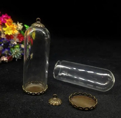 3 tk 50 * 18 mm kellapurgi torukujuline klaasgloobus hõbeda/pronksiga kaetud aluskorgi komplekt klaaspudeli kaelakee isetehtud ripats isetehtud klaasviaalid
