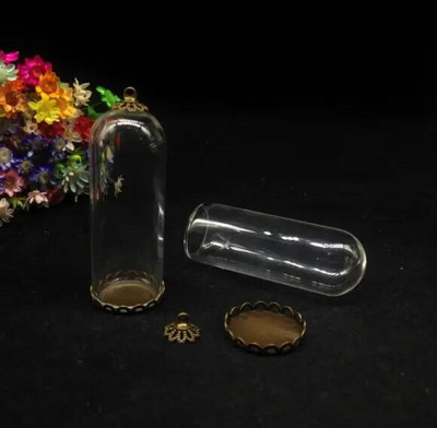 3 tk 50 * 18 mm kellapurgi torukujuline klaasgloobus hõbeda/pronksiga kaetud aluskorgi komplekt klaaspudeli kaelakee isetehtud ripats isetehtud klaasviaalid