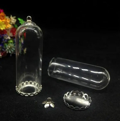 3 tk 50 * 18 mm kellapurgi torukujuline klaasgloobus hõbeda/pronksiga kaetud aluskorgi komplekt klaaspudeli kaelakee isetehtud ripats isetehtud klaasviaalid