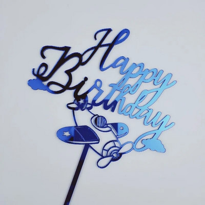 Poiste lennuk akrüülist palju õnne sünnipäevaks mõeldud koogipealsed sinised sädelevad sünnipäevakoogikatted poiste sünnipäevapeo tordikaunistusteks