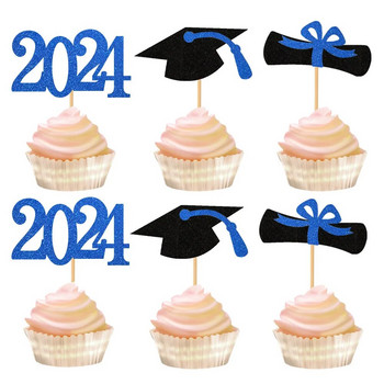 Νέα 2024 Graduation Party Cupcake Wrappers with Cake Topper Congratulation College Grad Party Decoration Supplies Class of 2023