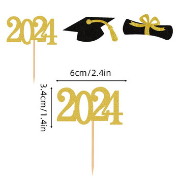Νέα 2024 Graduation Party Cupcake Wrappers with Cake Topper Congratulation College Grad Party Decoration Supplies Class of 2023