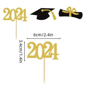 Нови опаковки за кексчета за абитуриентско парти за 2024 г. с горна част за торта Поздравления Стойки за украса на партито в колежа Клас 2023 г.