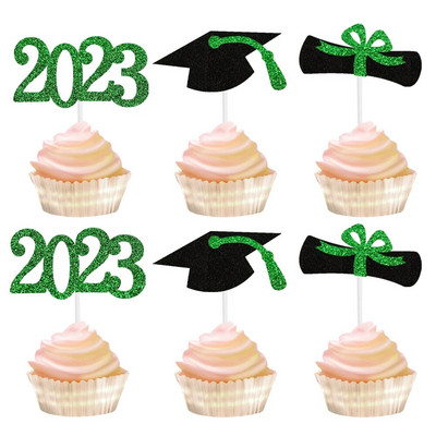 Νέα 2024 Graduation Party Cupcake Wrappers with Cake Topper Congratulation College Grad Party Decoration Supplies Class of 2023