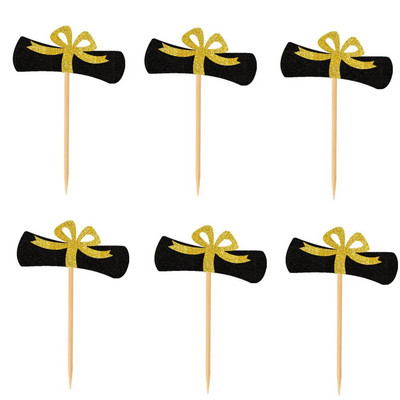 Νέα 2024 Graduation Party Cupcake Wrappers with Cake Topper Congratulation College Grad Party Decoration Supplies Class of 2023